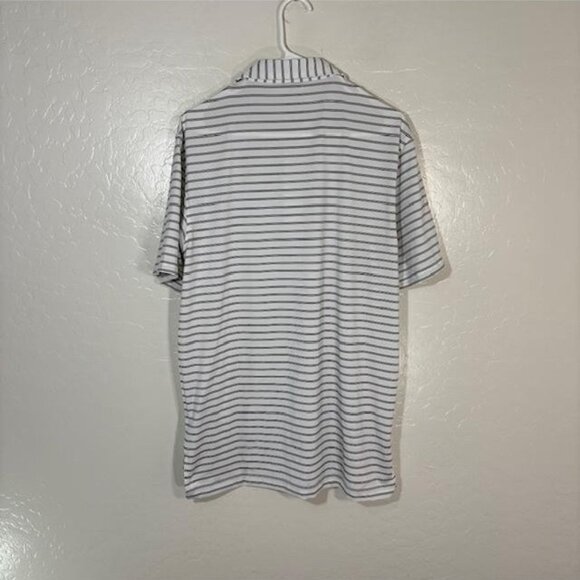 Peter Millar Polo Shirt Mens Small White Blue Stripe Summer Comfort Golf Stretch - Picture 5 of 7